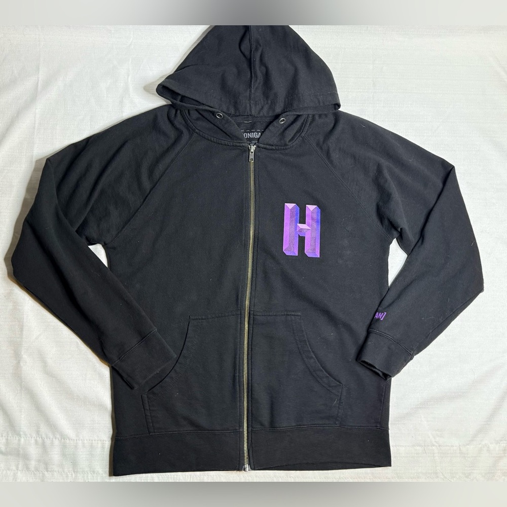 Hoonigan Men’s H-Box Logo Hoodie Full Zip Black Purple Medium
